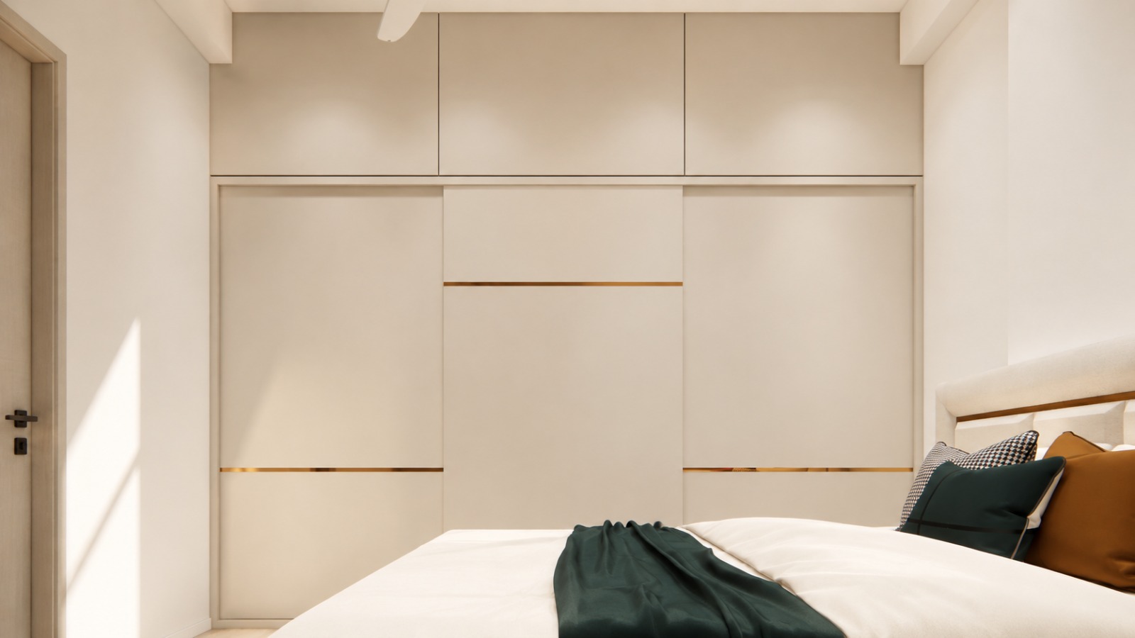Fluted wardrobe with brass inlay